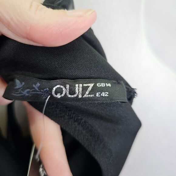 QUIZ Black Organza Ruffle Halterneck Bodycon Midi Dress Size US 10 - Picture 10 of 13